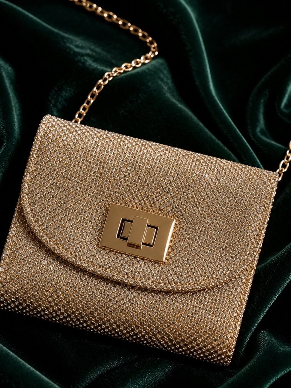 La Regale Gold Chain Evening Crossbody